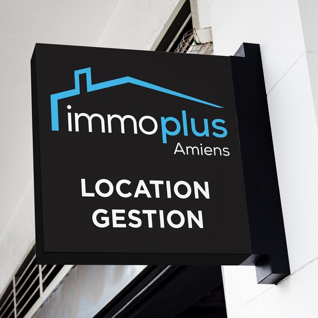 Enseigne Immo Plus - Pointderepère & Art’dhésif, l'agence de communication et signalétique